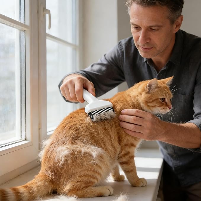 Cat Brush for Shedding,Self-Cleaning Grooming Tools,Cat Short Hair Brush Dematting Comb - for Long Short Bathing Dematting All Breeds Daily Indoor Home