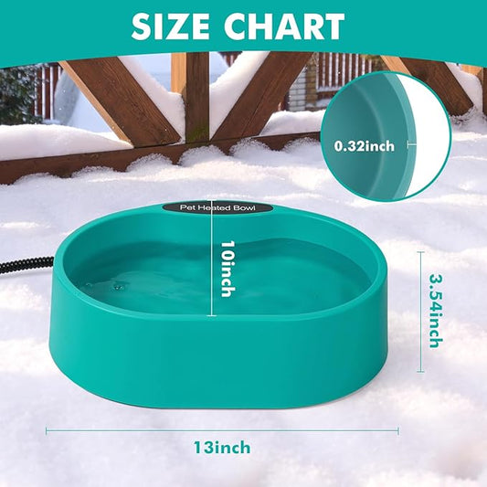 Large Heated Pet Water Bowl for Dogs, 3.7L Heated Dog Bowl Outdoor Heated Water Bowl for Cats,Chicken, Heated Dog Water Bowl -Keep Water Warm in Winter,35W Thermostatic Control and Anti Chew Cord