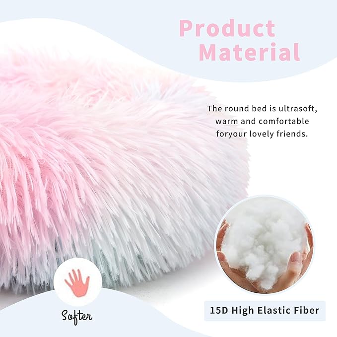 Guinea Pig Bed for Cage Plush Calming Hideout, Warm Rabbit Bed for Hamsters Hedgehogs Ferrets Dwarf Rabbits and Other Small Animals 11.8 inch Rainbow
