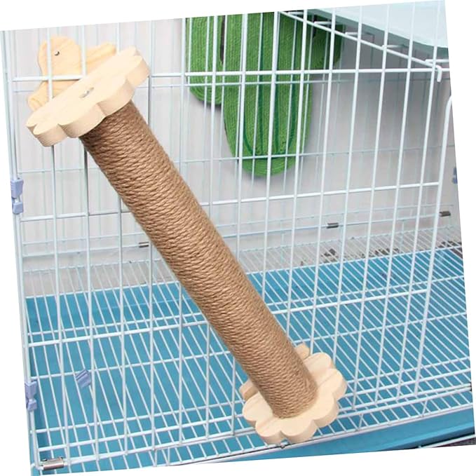 Alipis Cat Scratching Post for Cage with 40cm Natural Sisal Rope, Sturdy Vertical Kitten Scratcher, Comfortable Wooden Core Floor Scratching Post for Indoor Cats