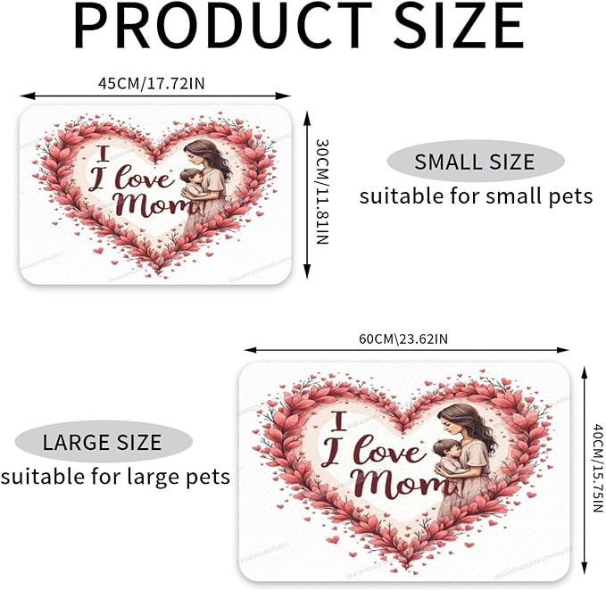 Dog Food Mats for Floors Happy Mother's Day Floral Gift Mom Kn Absorbent Pet Cat Food Mat Quick Dry Dog Bowl Mats for Water Pet Supplies 24x16In