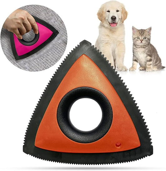 Triangle Edge Pet Hair Remover Dog Removal Device Sofa Car Portbale Silicone Brush Cleaner Supplies(Orange)