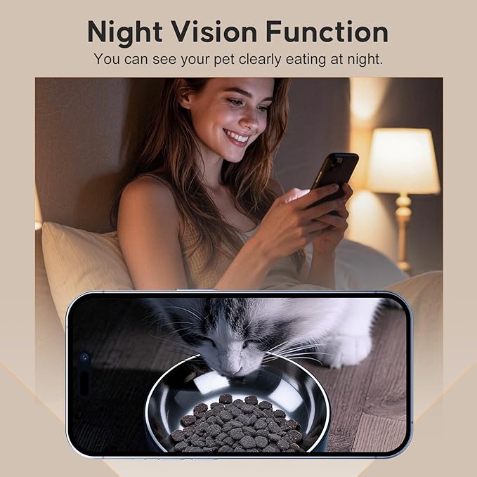 Automatic Cat Feeder with Camera,WiFi Cat Food Dispenser with App Control,1080P HD Video,Two-Way Audio, Transparent 4.2L Food Container (Black)
