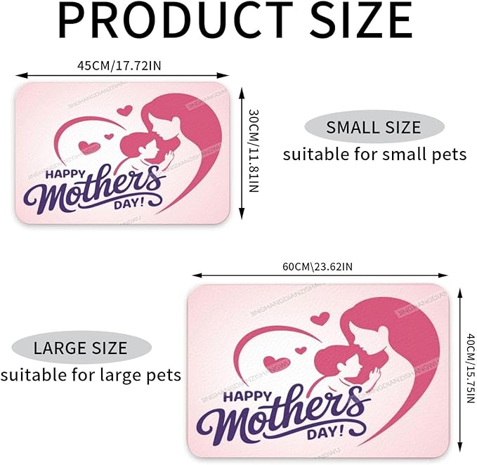 Pet Feeding Mat Absorbent Dog Mat for Food and Water Bowl Dog Accessories Happy Mother's Day Floral Gift for Mom Bd Pet Supplies Dogs Quick Dry Cat Water Dispenser Mats 24x16In