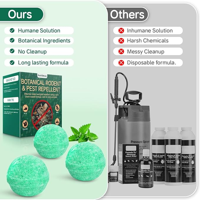 Rodent Mouse Repellent 14 pcs, Peppermint Oil Moth Balls for Mice Rats Deterrent, Natural Pest Control Mothballs for Rodents, Squirrels, Skunk, Mole, Gopher, Pets Safe, Indoor and Outdoor Use