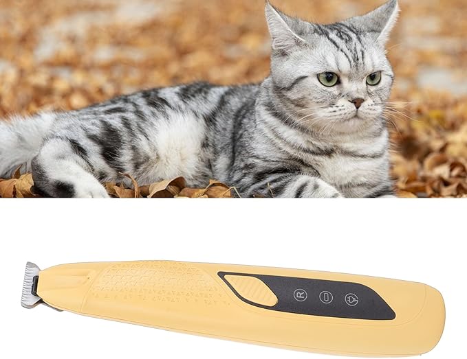 Pssopp Electric Cat Grooming Clippers, Electric Clippers Proof Body High Brightness LED Light Rechargeable Dog Trimmer for Small Area Hair Cat Grooming, (Yellow)