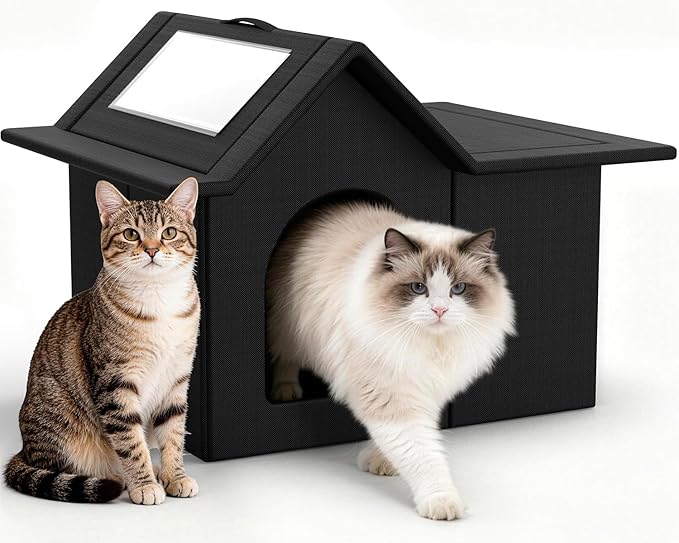 Outdoor Cat House, Weatherproof Pet Shelter for Cats, Durable Cat Bed for Outdoor Indoor, Easy Assembly