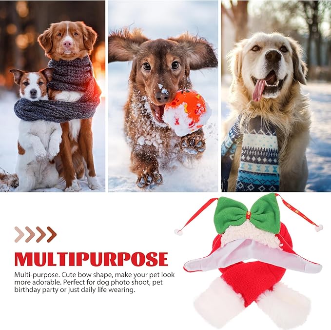 Pet Headdress Set Warm Dog Hat with Scarf Thermal Winter Accessories Decorative Puppy Birthday Hat for Small Dogs Pet Supplies