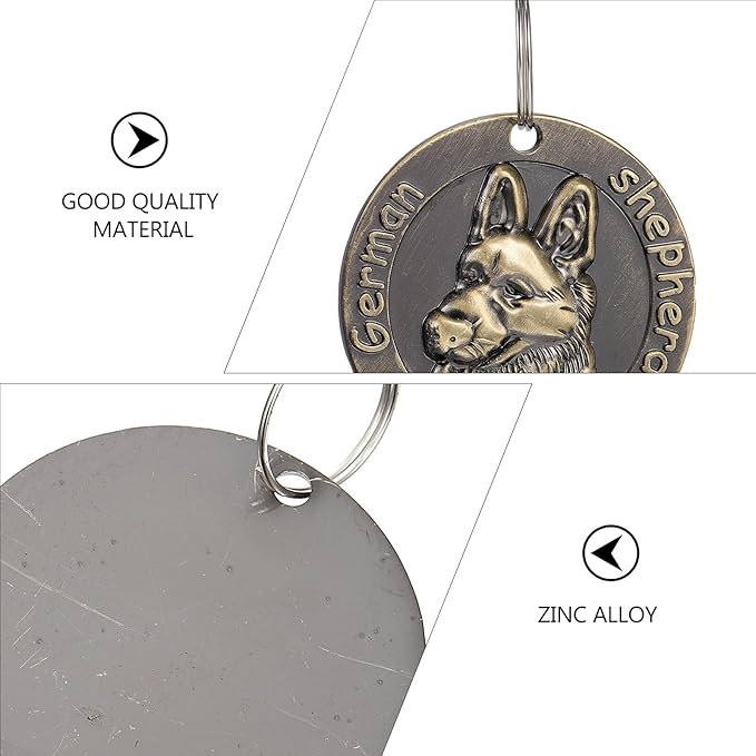 FRCOLOR 3pcs Retro Zinc Alloy Dog Id Tags Vintage Pet Collar Accessories for German Shepherd, Sturdy Hanging Pendants for Pet Supplies