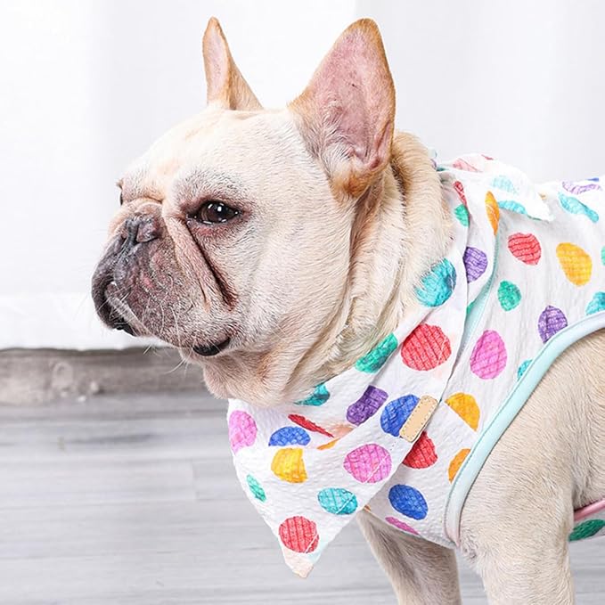 Uonlytech Pet Cotton Dog Bandana Bib Breathable Washable Saliva Towel Small Rainbow Polka Dot Triangle Scarf Summer Pet Supply for Cats and Dogs