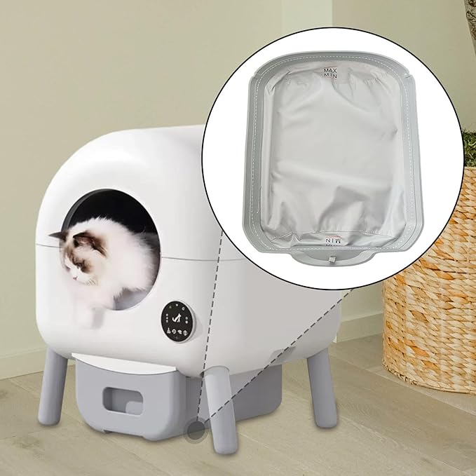 Automatic Cat Liner Tray Litter Mat Accessory Easy to Clean Scratch Resistant Waterproof Removable Soft Mat 16.54x13.39 inch