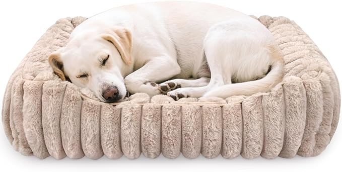 Ultra Soft Dog Bed for Medium Large Dogs, Machine Washable Rectangular Pet Bed with Non-Slip Bottom, Breathable Puppy Sleeping Mat for Indoor, Fits 28-inch Pet Crate, Camel