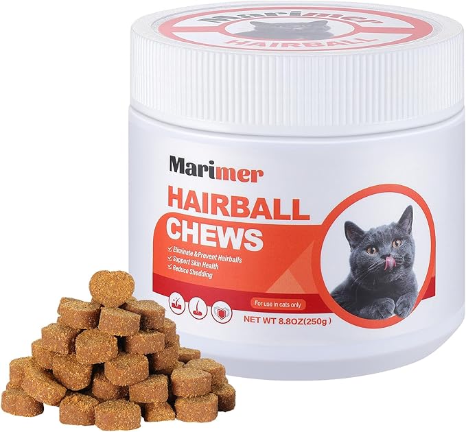 Hairball Control Chews for Cats – Psyllium Husk, Lecithin, Omegas 3-6-9, Zinc & Biotin – Digestive & Skin Support for Hairball Reduction – Soft Chews, Chicken Flavor, 100 Count
