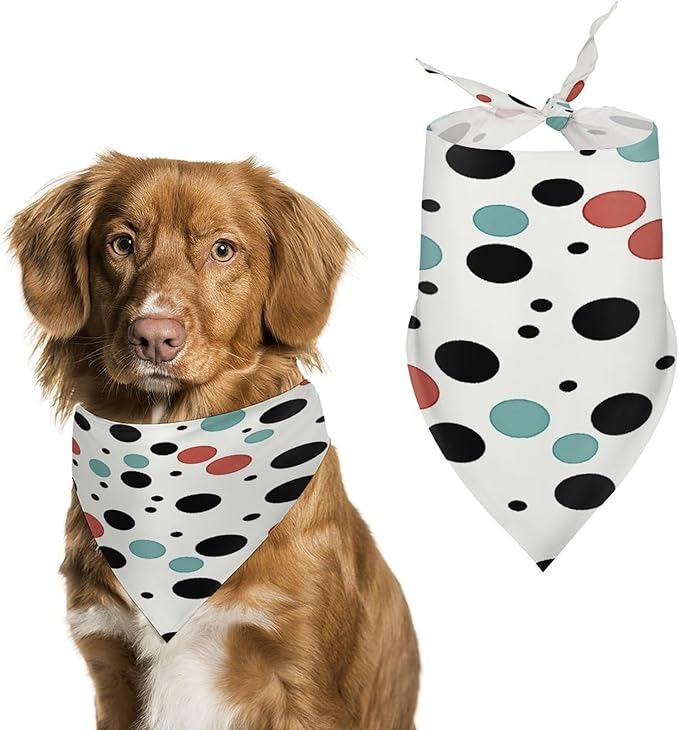 Dog Bandana Spring Pet Scarf Adjustable Triangle Polka Dot Printing Dog Bib Washable Polyester Puppy Bandana for Small Medium Large Dogs Cat Birthday Party Supplies