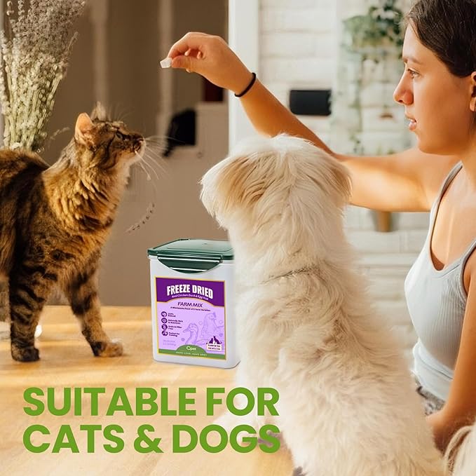 OPET Freeze Dried Cat Treats - Single Ingredient High Protein Pet Food, Healthy Training Snacks, Freeze Dried Food Toppers for Cats and Dogs, Grain Free (1.1 LB, Variety Chicken)