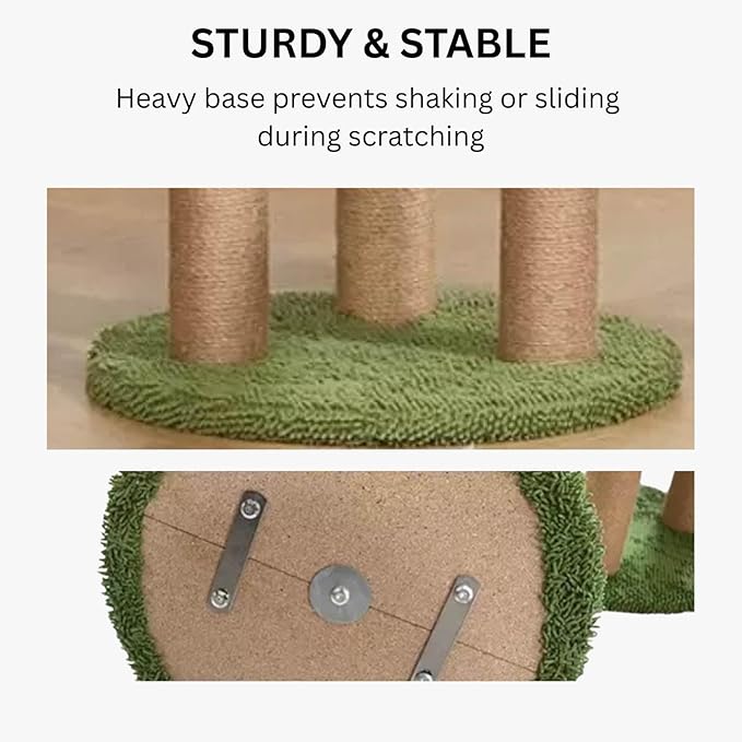 AIXINPET Cat Scratching Post, Cat Scratcher Tree with 3-Post Sisal Scratching Tower Post & 2 Hanging Balls, Tall Cat Tree Tower for Indoor Kittens & Adult Cats, Natural Home Décor, Protects Furniture