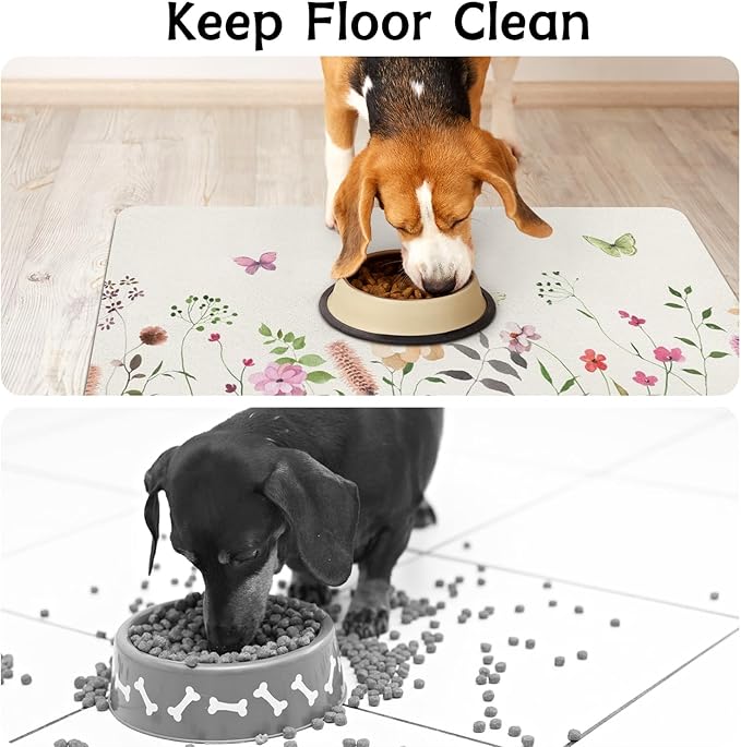 Dog Food Mats for Floors Absorbent, Non-Slip Quick Dry Dog Mat for Food and Water, Cat Pet Food Mat Pet Supplies