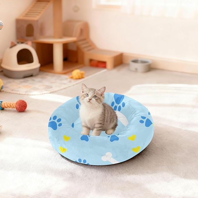 Pet Cat Bed Removable & Washable fluffier Calming Bed for Small Size Pets Supplies Puppy Paw Heart