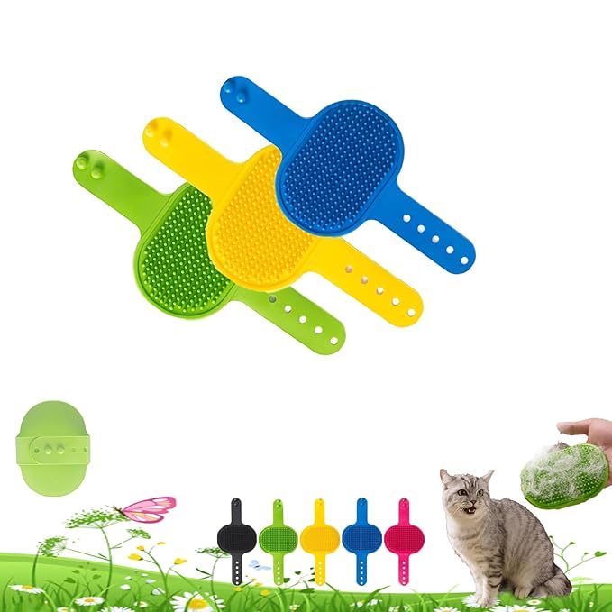 Silicone Grooming Strap Pad for Cats, 2-in-1 Self-Groomer, Adjustable Silicone Pet Grooming Tool, Soft Pet Face Scratcher Rubber Massager for Indoor for Cats & Dogs