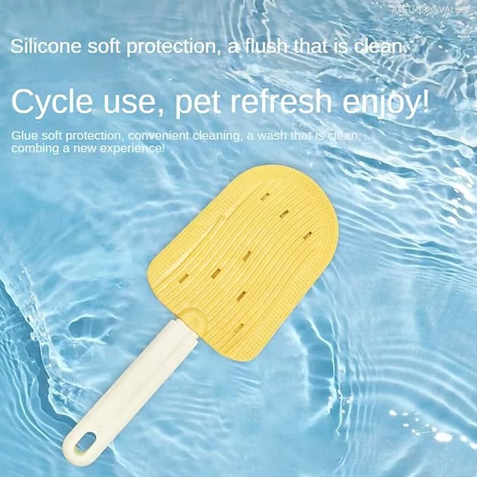 Cat Tongue Comb, Pets Cat Tongue Comb, Cat Tongue Brush, Pet Ice Cream Massage Comb, Simulated Cat Tongue Licking Hair Comb for Pet Grooming Shedding (Yellow)
