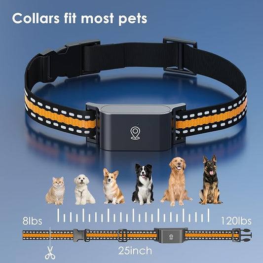 Dog GPS Tracker, Live Pet Tracker with Virtual Fence, Waterproof Anti-Lost Real-Time Tracking Breakaway Collar, Smart App Monitor Activity (Subscription 1 Year Free) (Black)
