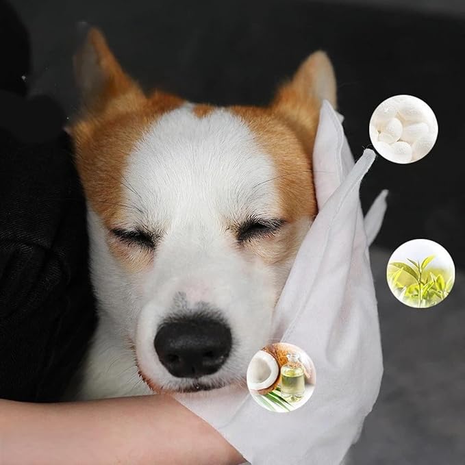 Pet Grooming Gloves Dog Wash Wipes for Bathing & Deodorizing, Reusable Cat Cleaning Gloves for Shedding & Deshedding