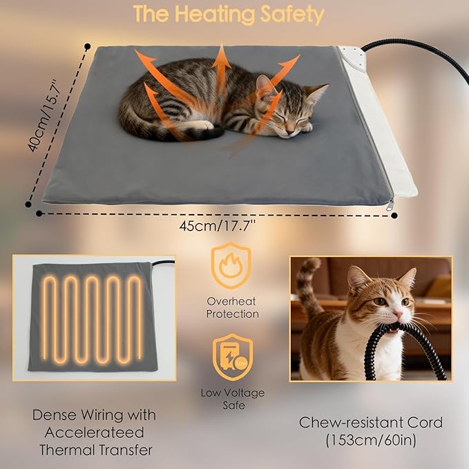 Outdoor Cat House, Heated for Winter Waterproof &Insulated Feral Outside Cat Shelter with Heating Pad, Weatherproof Pet Cottage for Barn, Porch, Garage, Gift for Stray Cats