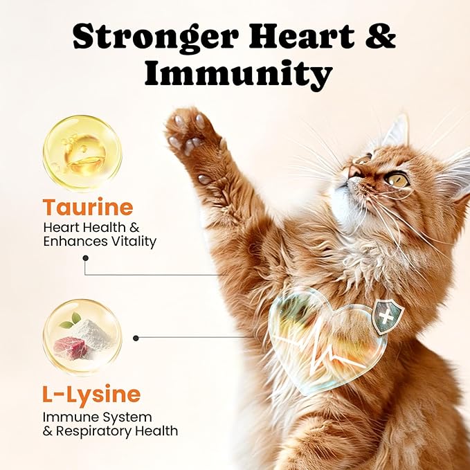 Cat Vitamin Treats with L-Lysine & Taurine – 12 Essential Vitamins & 5 Minerals, Cat Multivitamin Supplement for Immune, Joint & Skin Support, Daily Health Formula for Indoor & Senior Cats – 450 Chews