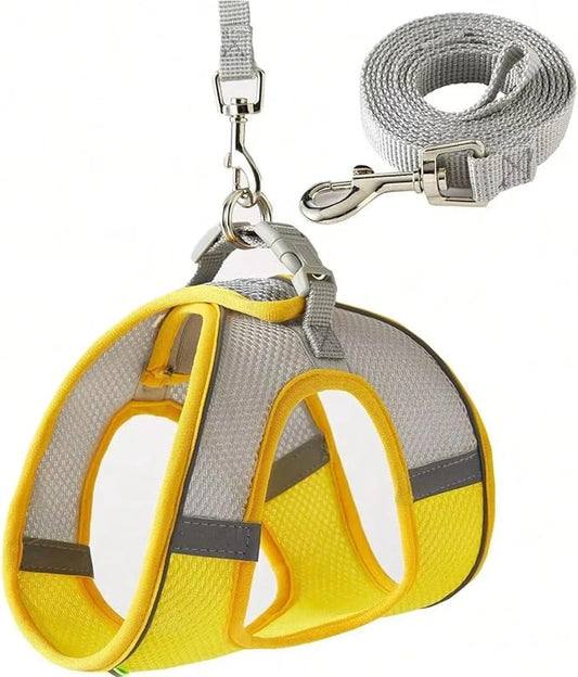 Escape Proof Dog Harness and Leash Set for Small Dogs Cats Puppy Harness Vest Reflective Kitten Walking Lead Leash Pet Supplies L 4-6 Kg/Yellow