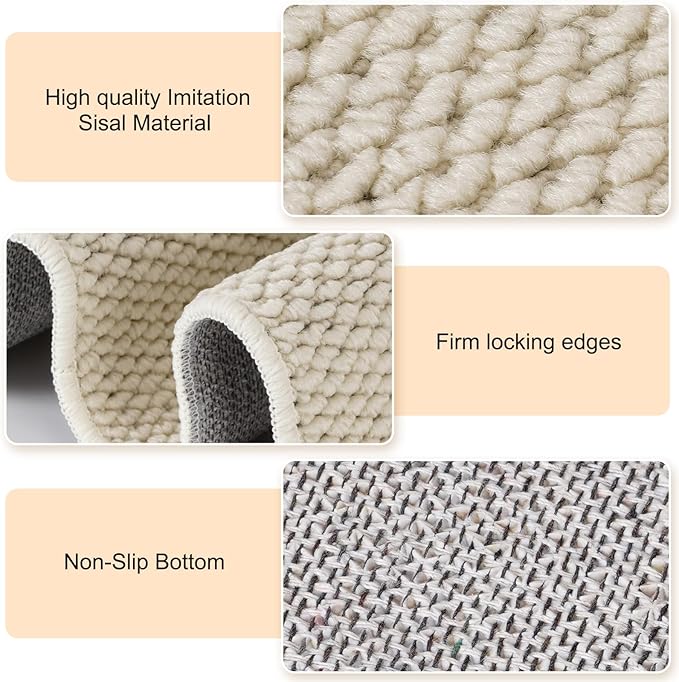 Uross Thickened Cat Wall Climbing Carpet 6.6 FT x 16" - Extra Long Cat Scratch Wall Pad, Cat Scratching Carpet Rug Wall Mounted Scratcher Couch Sofa Protector- Beige