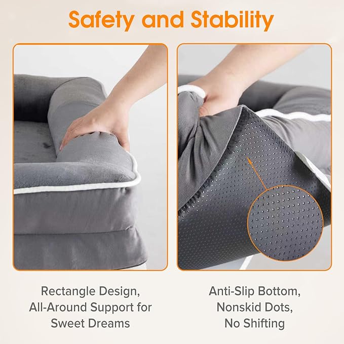 NEWBULIG 42x32 Inch Orthopedic Dog Bed Large Sized, Dog Couch/Sofa Bed with Washable Cover, Waterproof, Memory Foam, Soft Fluffy Surface