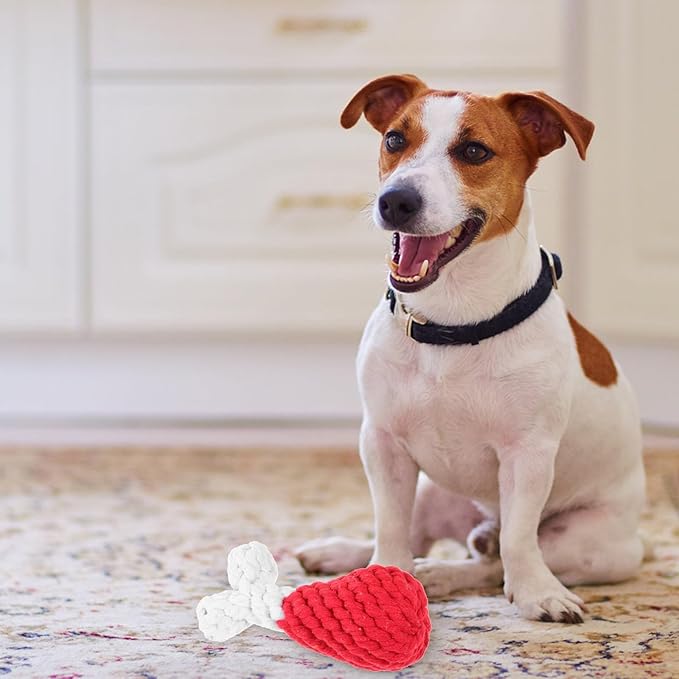 Amosfun Handmade Woven Chicken Drumstick Dog Chew, Small Cotton Rope Sturdy Puppy Teething for Interactive Play, Pet Supplies for Small and Medium Dogs