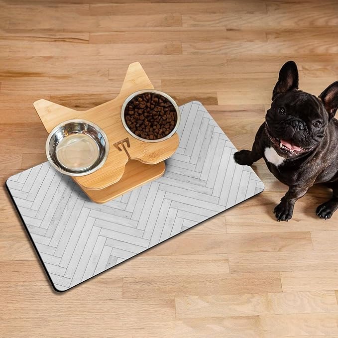Dog Food Mats for Floors Absorbent, Pet Cat Food Mat - Quick Dry Dog Bowl Mats for Food and Water, Boho Pet Supplies 12" x 20"