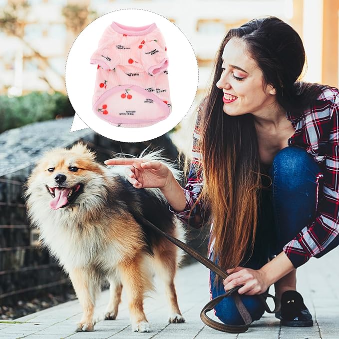 Pet Dog Flannel Vest Warm Soft Pink Cherry XXL Two-Legged Puppy Outfit Cold Weather Coat for Autumn Winter Pet Supplies