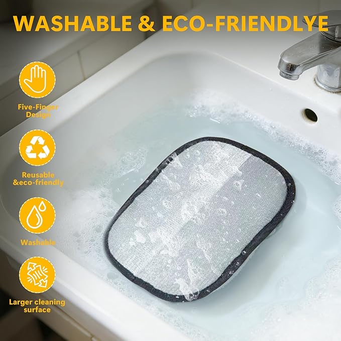 Upgraded Five-Finger Electrostatic Pet Hair Gloves, Pet Hair Removal Gloves for Cats and Dogs, Reusable Quick Cleaning Tool for Couch, Carpet, Car Seat, Laundry & Clothing