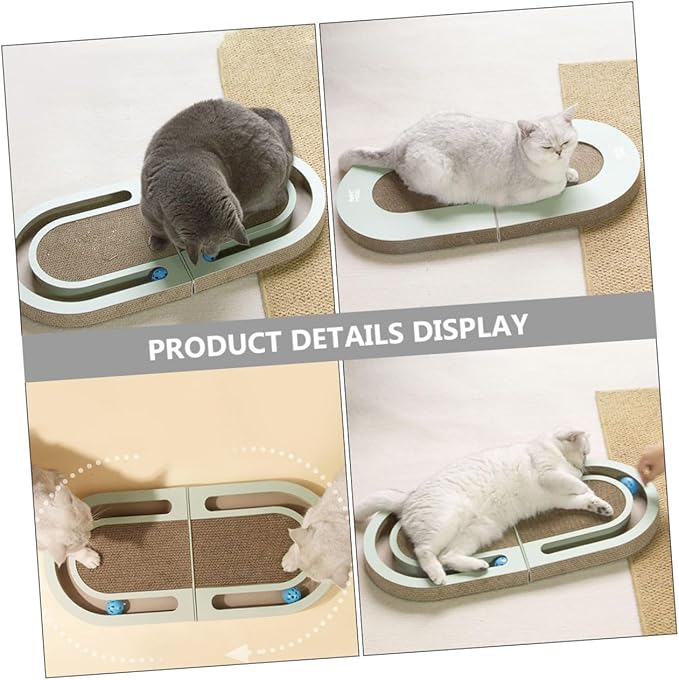 Indoor Cat Scratcher Board with Ball, Foldable Corrugated Cardboard Kitten Scratching Post for Household Cats and Kittens