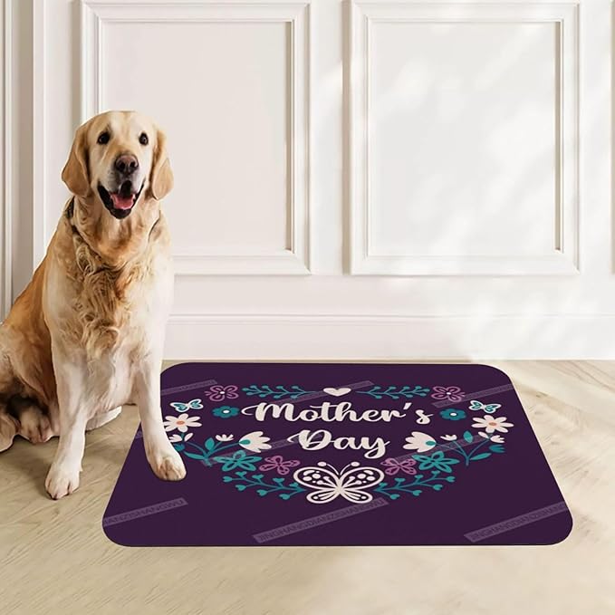Pet Feeding Mat Absorbent Dog Mat for Food and Water Bowl Dog Accessories Happy Mother's Day Floral Gift for Mom Lm Pet Supplies Dogs Quick Dry Cat Water Dispenser Mats 18X12In