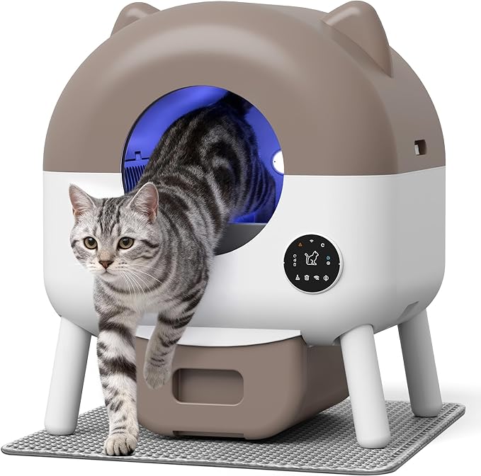 WARCAT Automatic Self-Cleaning Litter Box, Large Capacity Smart APP Control with Safety Sensors, Includes 1 Roll Garbage Bags (Orange)