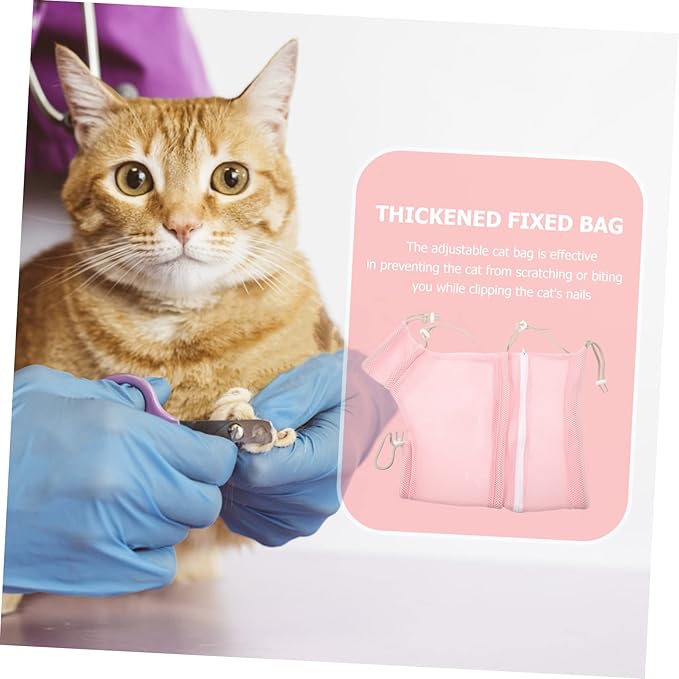 BESPORTBLE Cat Bathing Bag Adjustable Breathable Mesh Cat Grooming Bag for Nail Trimming Easy to Use and Lightweight and Kittens