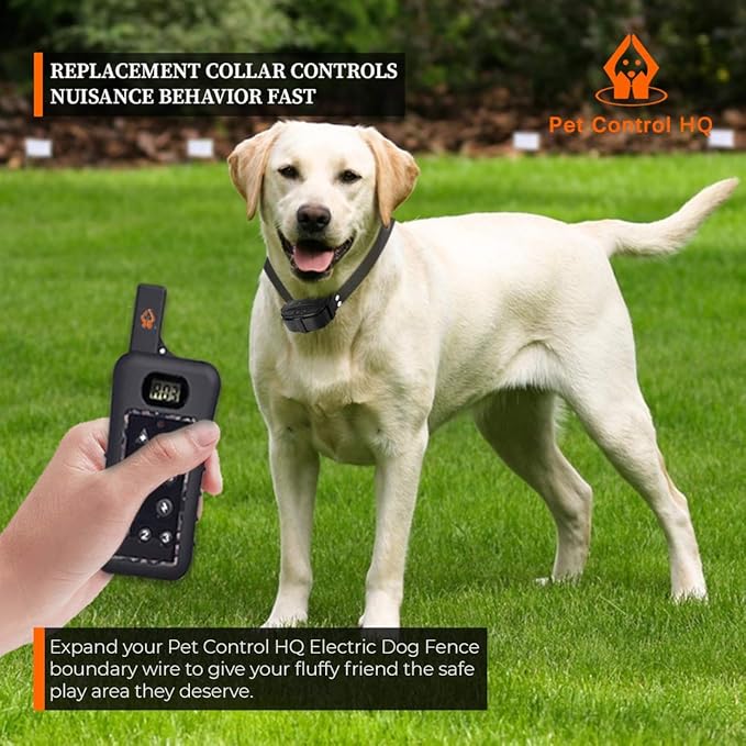 Dog Collar Replacement for Pet Control HQ Dual Wireless Electric Fence for Dogs & Remote Dog Training Collar - Safe, Rechargeable, Waterproof w/Electric Shock, Beep & Vibration - Small & Large Dogs