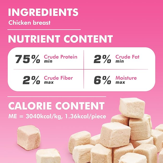 Freeze Dried Dog & Cat Treats – Single Ingredient Chicken Breast, High Protein Training Treats & Food Topper, 11.3 oz