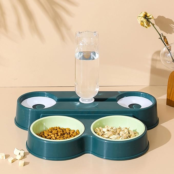 Dogs Bowl Automatic Cats Food 4 in 1 Pet Food Feeders with Automatic Water Bottle Double Dog Feeders for Large Dogs