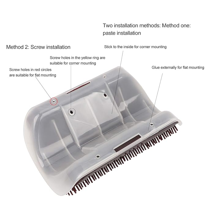 Cat Self Groomer Brush, Plastic Massage Comb with Soft Cat Corner Scratcher 12.6x8.3cm - Easy Mount Wall Scratcher, Removes Loose Hair, Perfect for Cats Grooming and Play (Coffee)