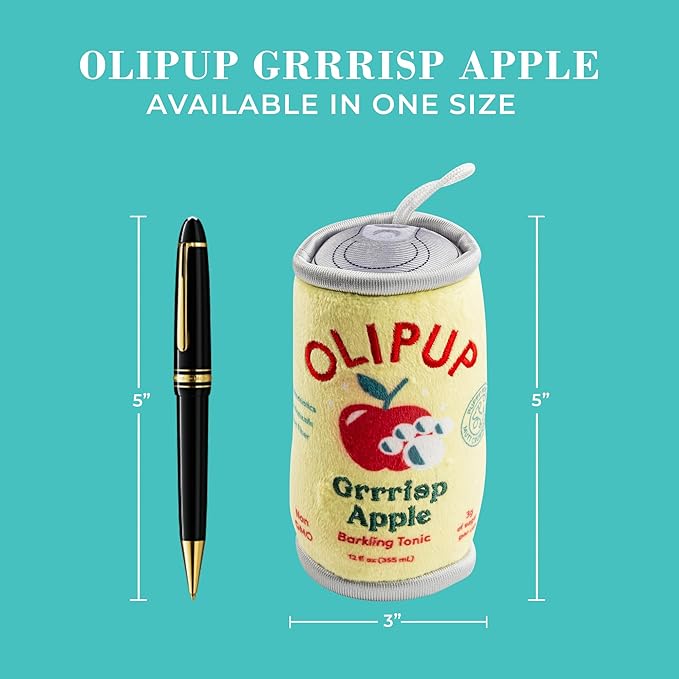 Haute Diggity Dog Olipup Grrrisp Apple Plush Dog Toy for Small, Medium & Large Dogs, Interactive Funny Parody Squeaky Toys, Soft, Durable, Machine-Washable, Safe & Cute Birthday Gift for Dogs