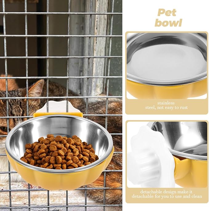 Hanging Pet Feeder Bowl Small Yellow Plastic Cat Feeder Dog Water Bowl for Cage Feeding Supplies