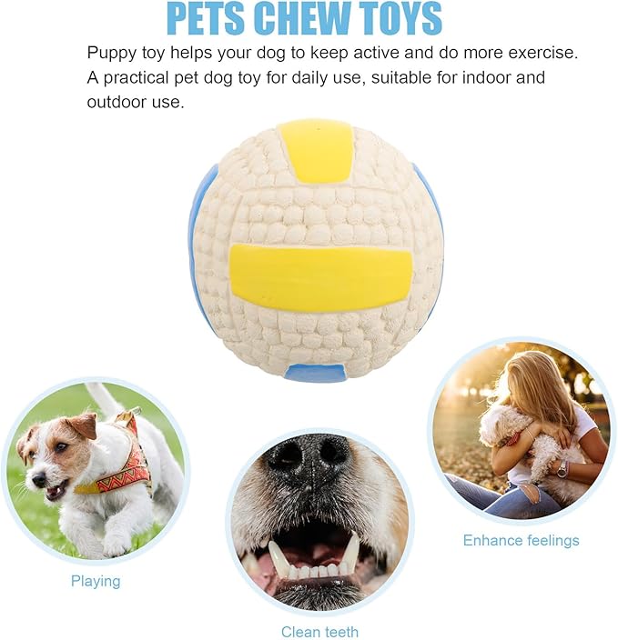 LALAFINA Dog Chew Ball 9.5cm Rubber Squeaky Molar Ball Interactive Play for Small Dogs Puppies Pet Supplies