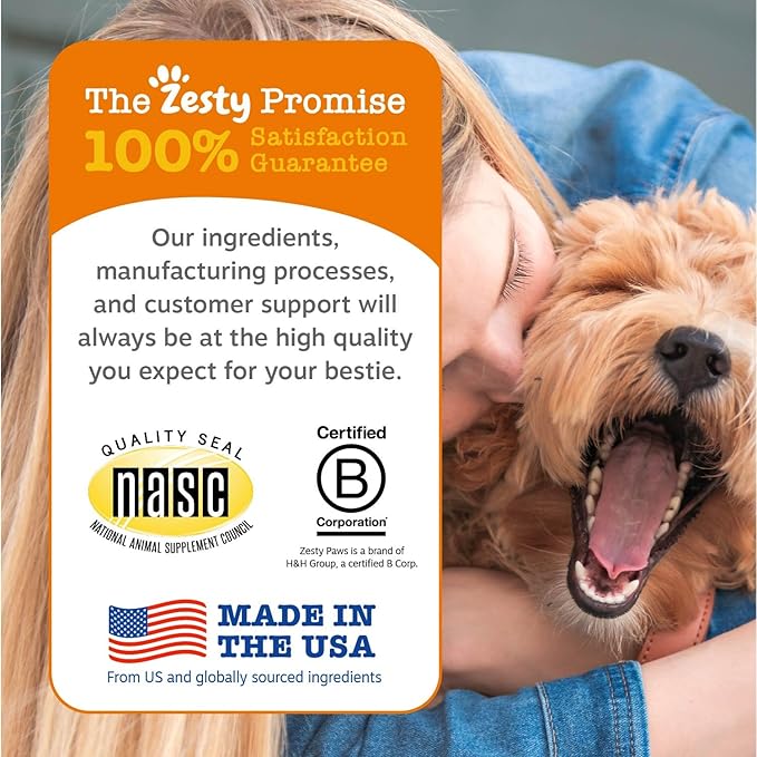 Zesty Paws Wild Alaskan Omega-3 Blend Pollock + Salmon Oil for Dogs and Cats- Skin and Coat Support, Omega 3 Supplement for Pets, 16oz