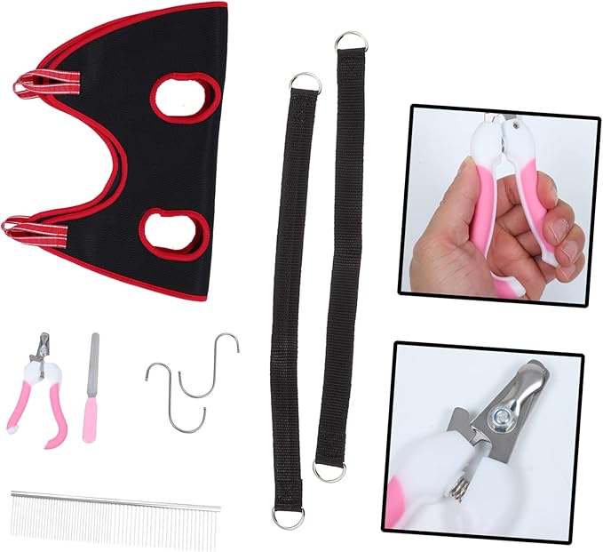 Mikikit 1 Set Miniature Pet Nail Trimming Hammock Breathable Grooming Sling for Dogs and Cats Easy to Install and Washable Ergonomic Design Accessories Included Random Color