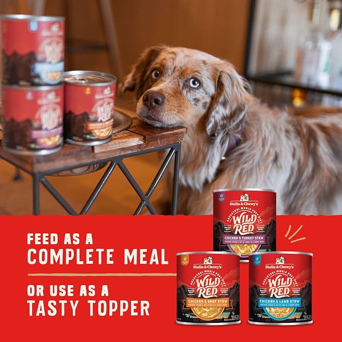 Stella & Chewy's Wild Red Wet Dog Food - Large Variety Pack 3 Flavors - High Protein Grain-Free Stews with 96% Animal Protein - Perfect for Picky Eaters, 10 oz, Pack of 18