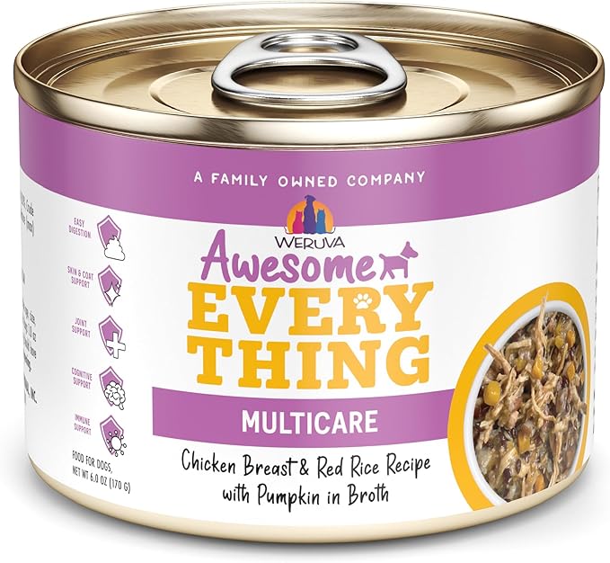 Weruva Awesome Everything Wet Dog Food, Chicken Breast and Red Rice Recipe with Pumpkin in Broth, 6oz Can, Pack of 8